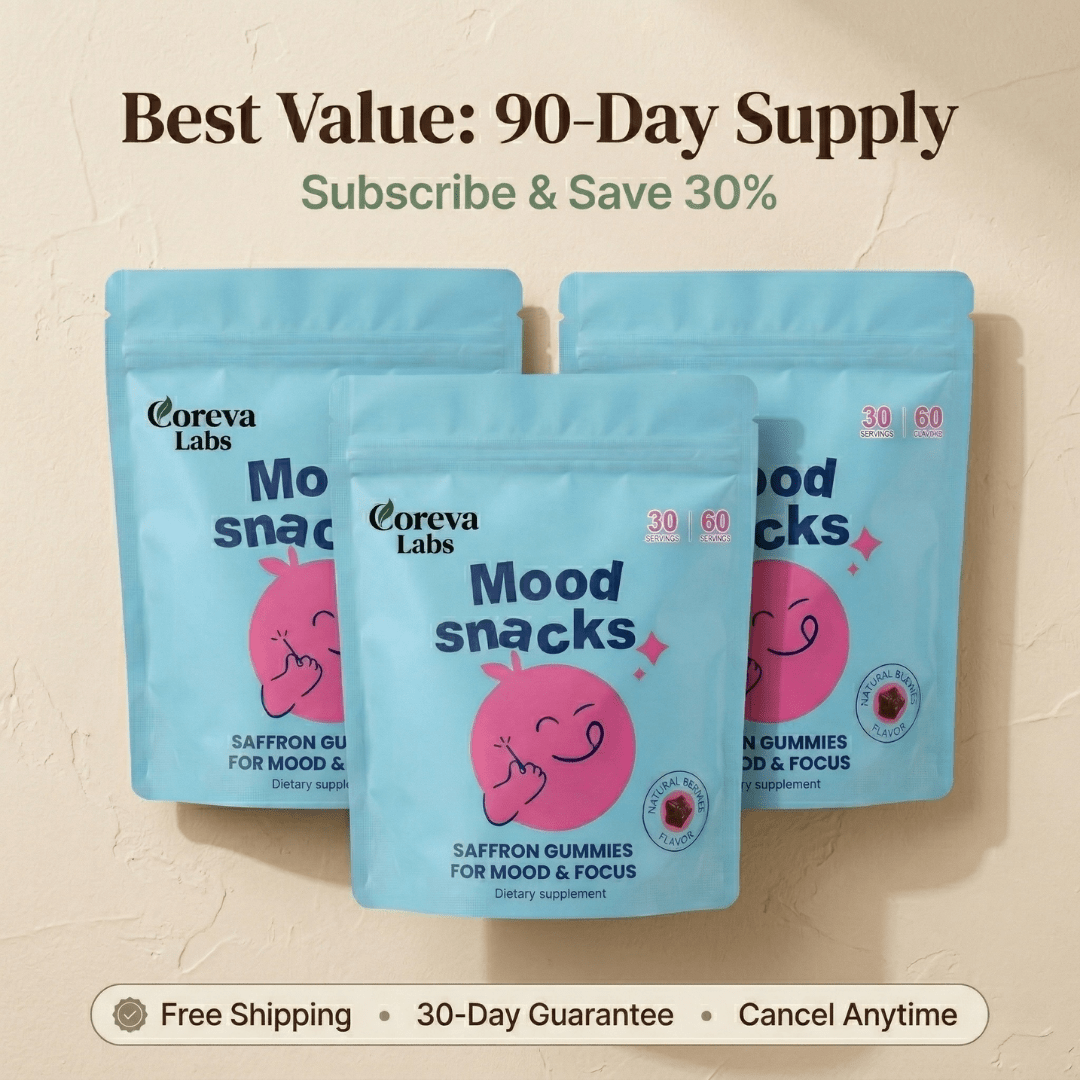 Coreva Mood Snacks - Saffron Gummies - Coreva Labs