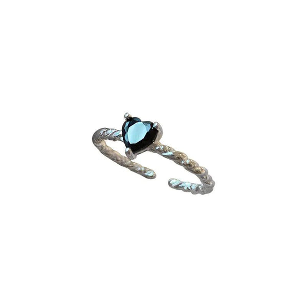 S925 Sterling Silver Black Zirconia Love Twist Ring - Coreva Labs